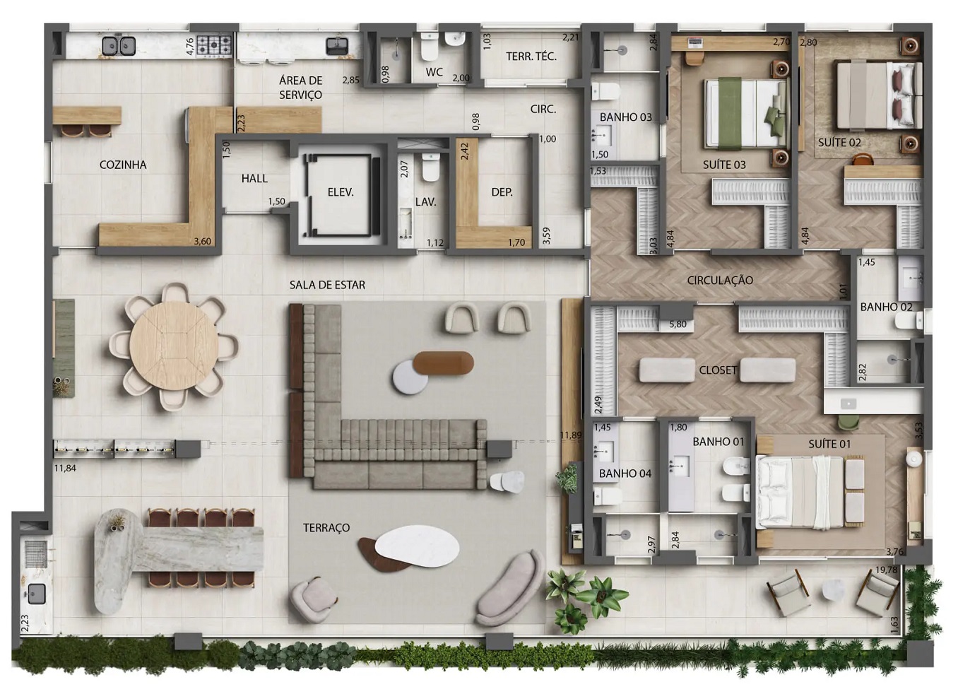 Torre 2 - Planta 284m² - 3 suítes