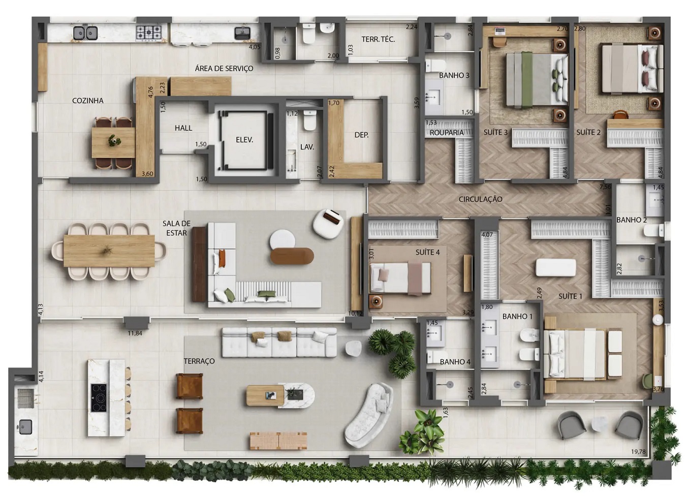 Torre 2 - Planta 284m² - 4 suítes