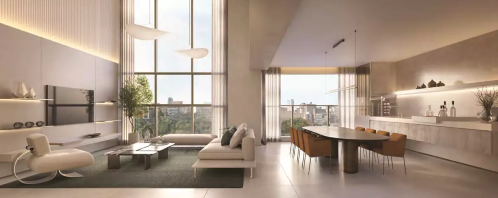Altier Moema Jauaperi, torre única, 22 andares, 2 por andar, 157m² , 3 suítes, cobertura 258m², 3 suítes, 3 vagas