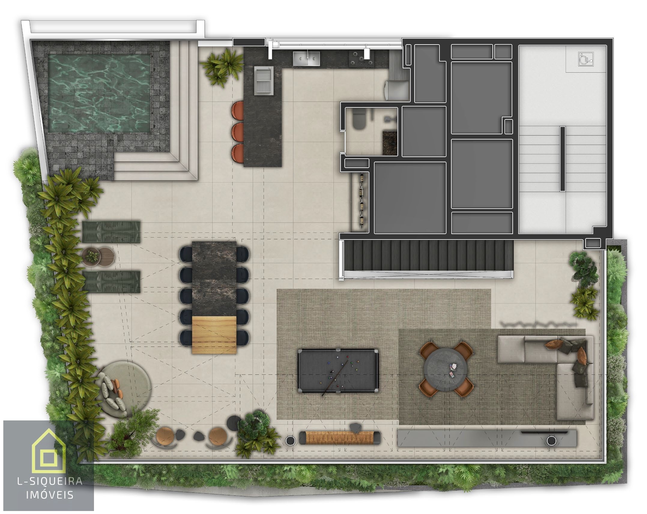 Planta duplex 390m² - Piso Superior