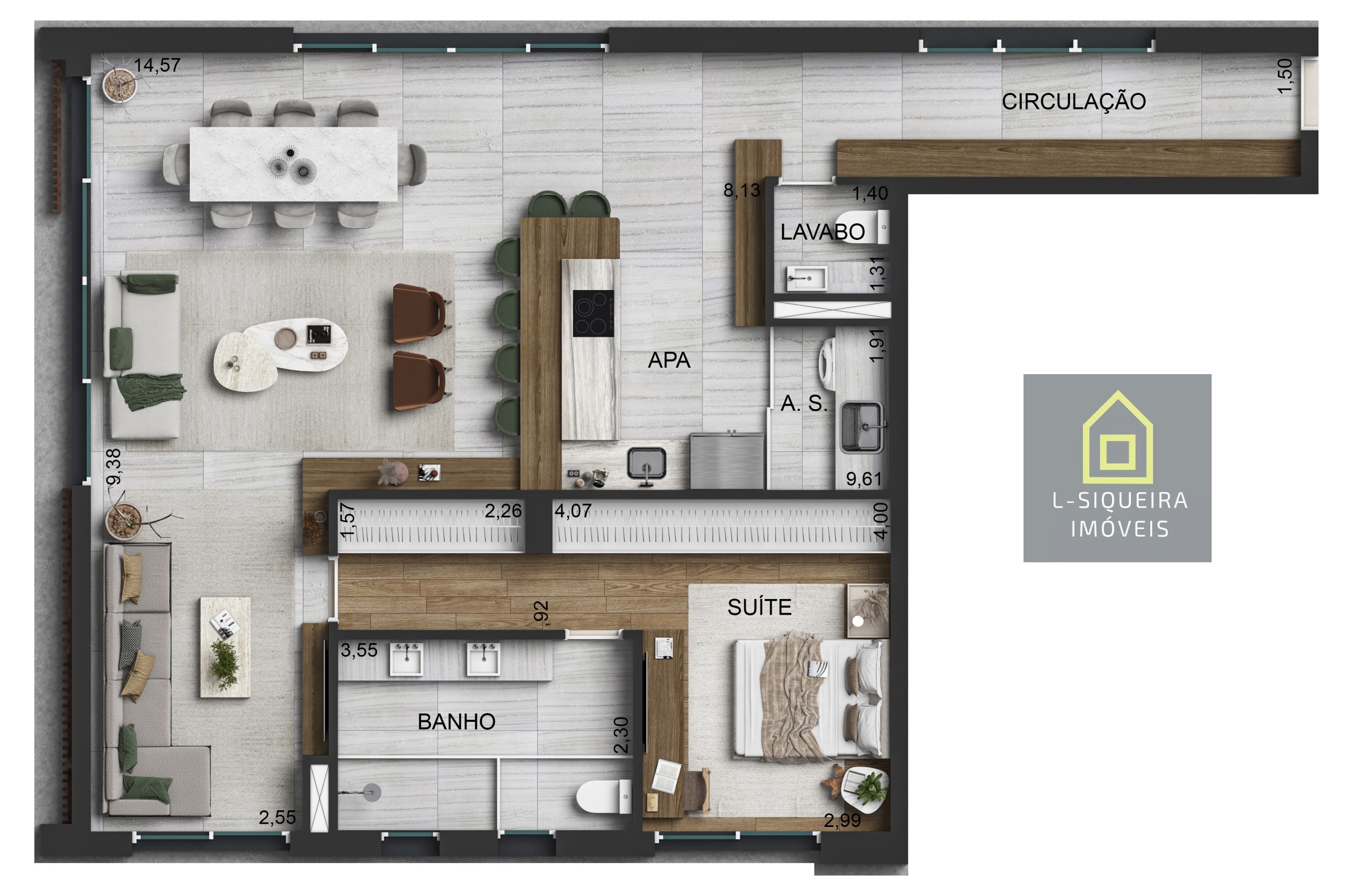 Planta 107m² - Opção