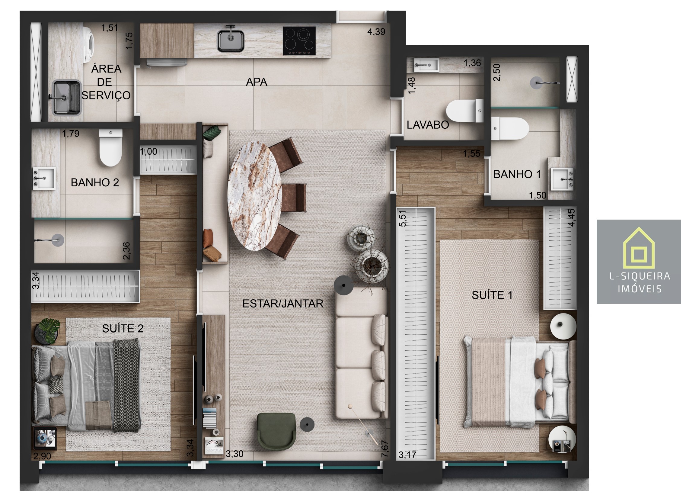 Planta 78m² - Padrão
