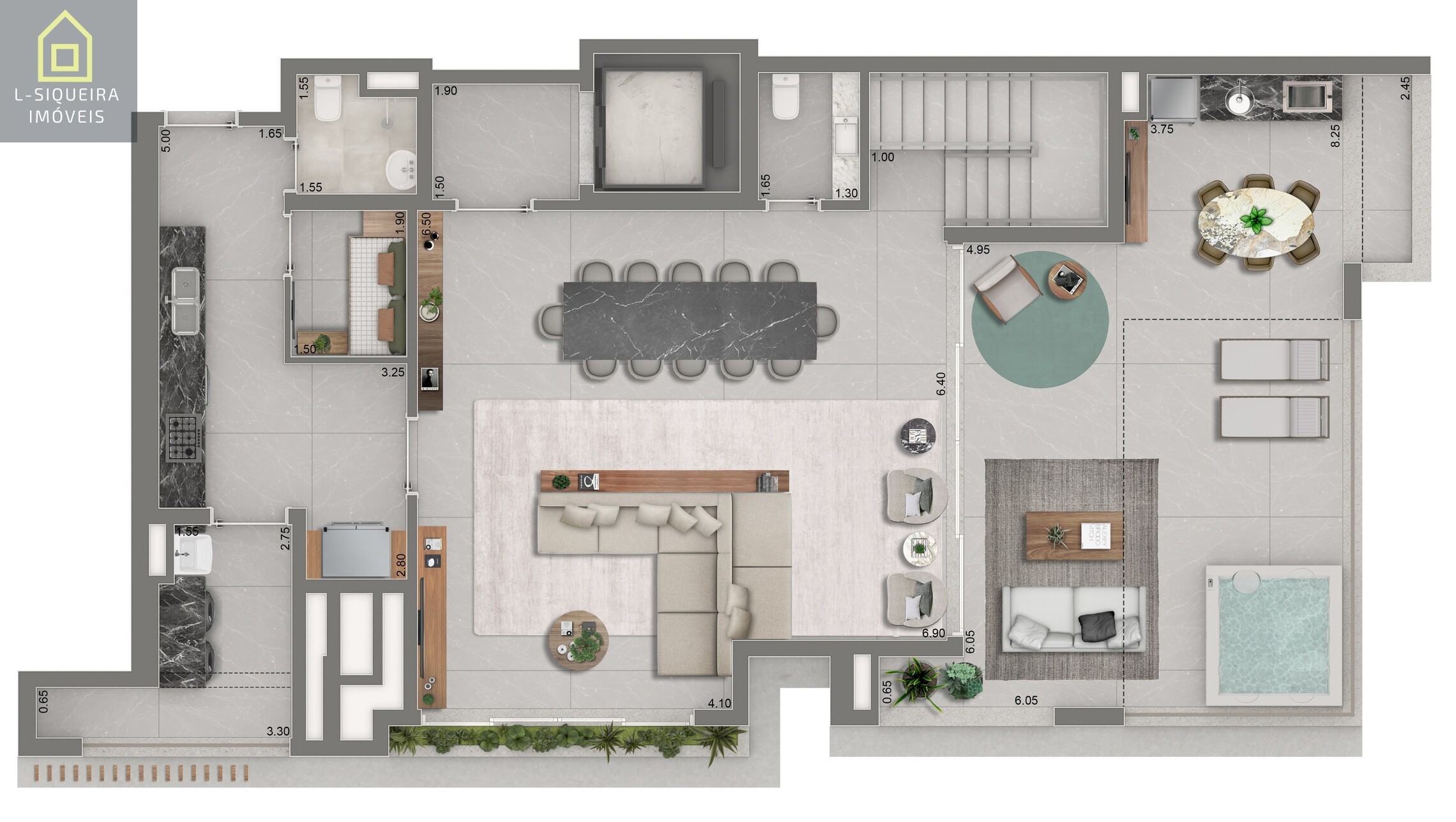Planta duplex 246m² - Piso inferior
