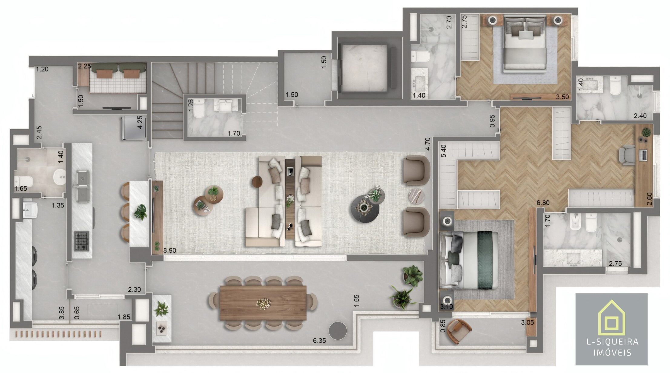 Planta duplex 358m² - Piso inferior