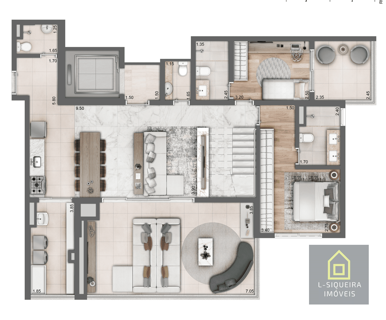 Planta duplex 265m² - Piso Inferior