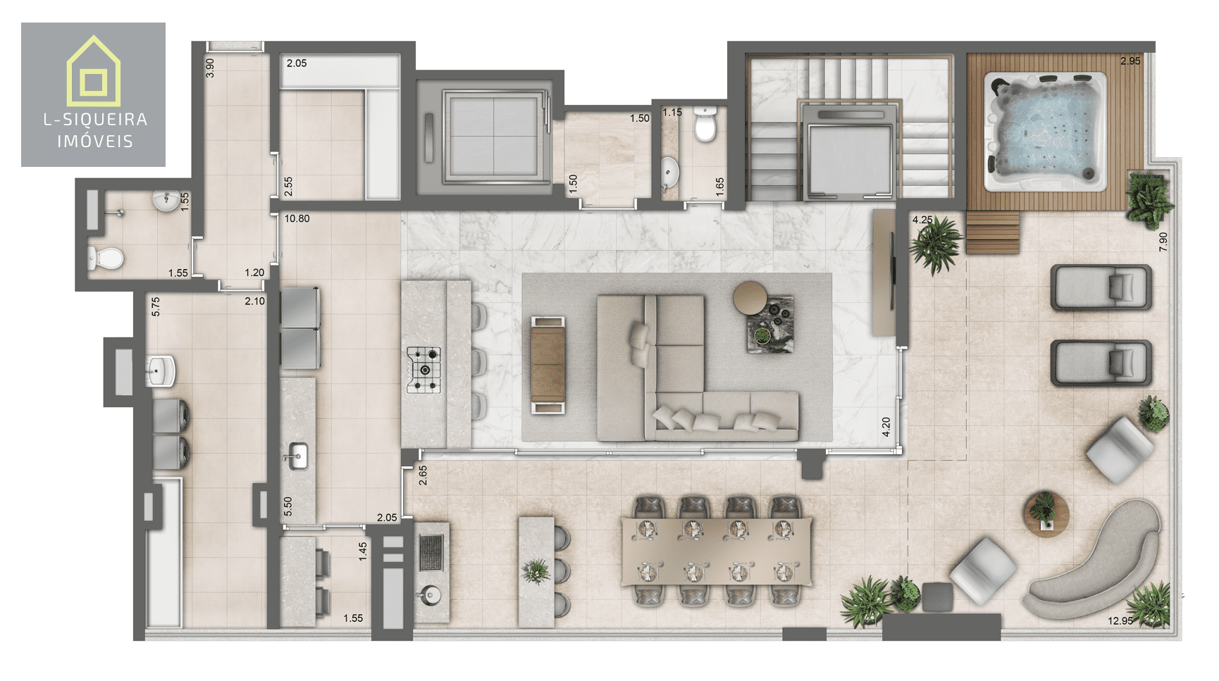 Planta duplex 285m² - Piso Inferior
