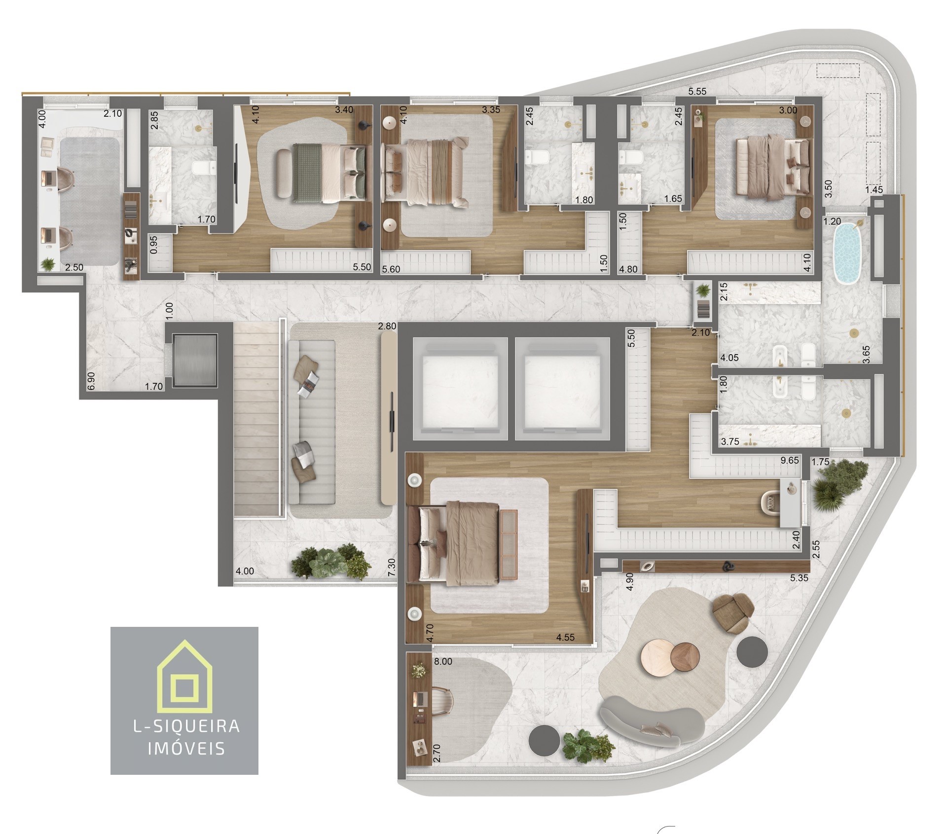 Planta Duplex 576m² - Piso Inferior