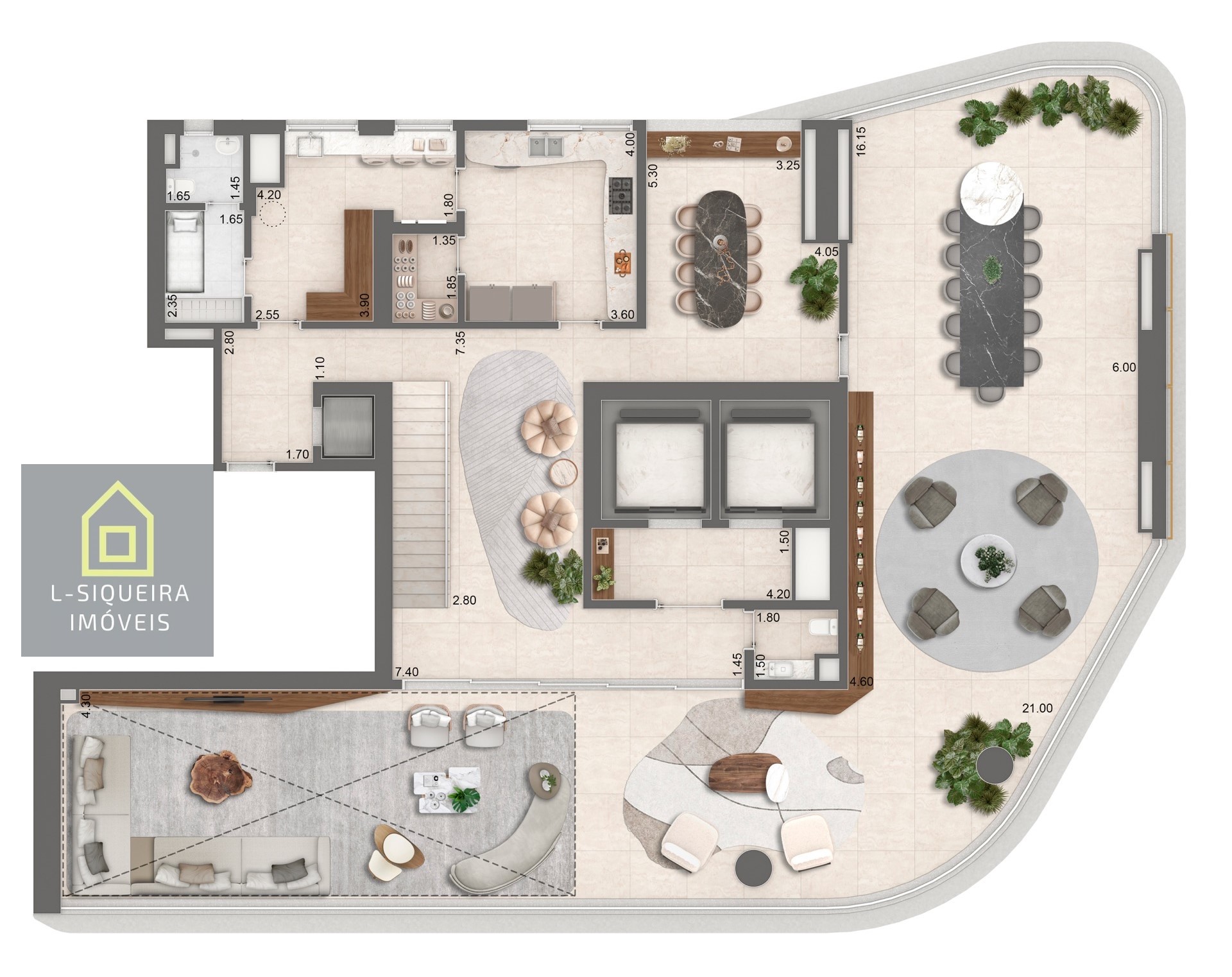 Planta Duplex 576m² - Piso Superior