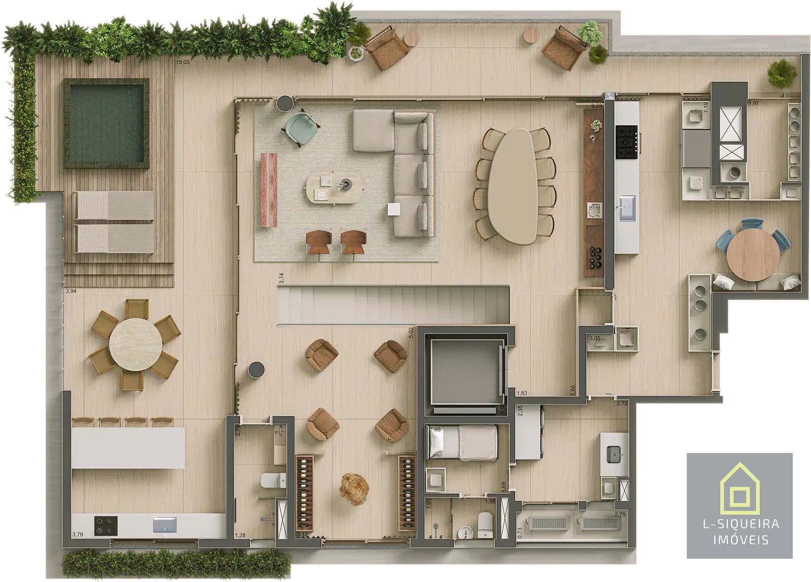 Cobertura duplex 425m² - Piso superior