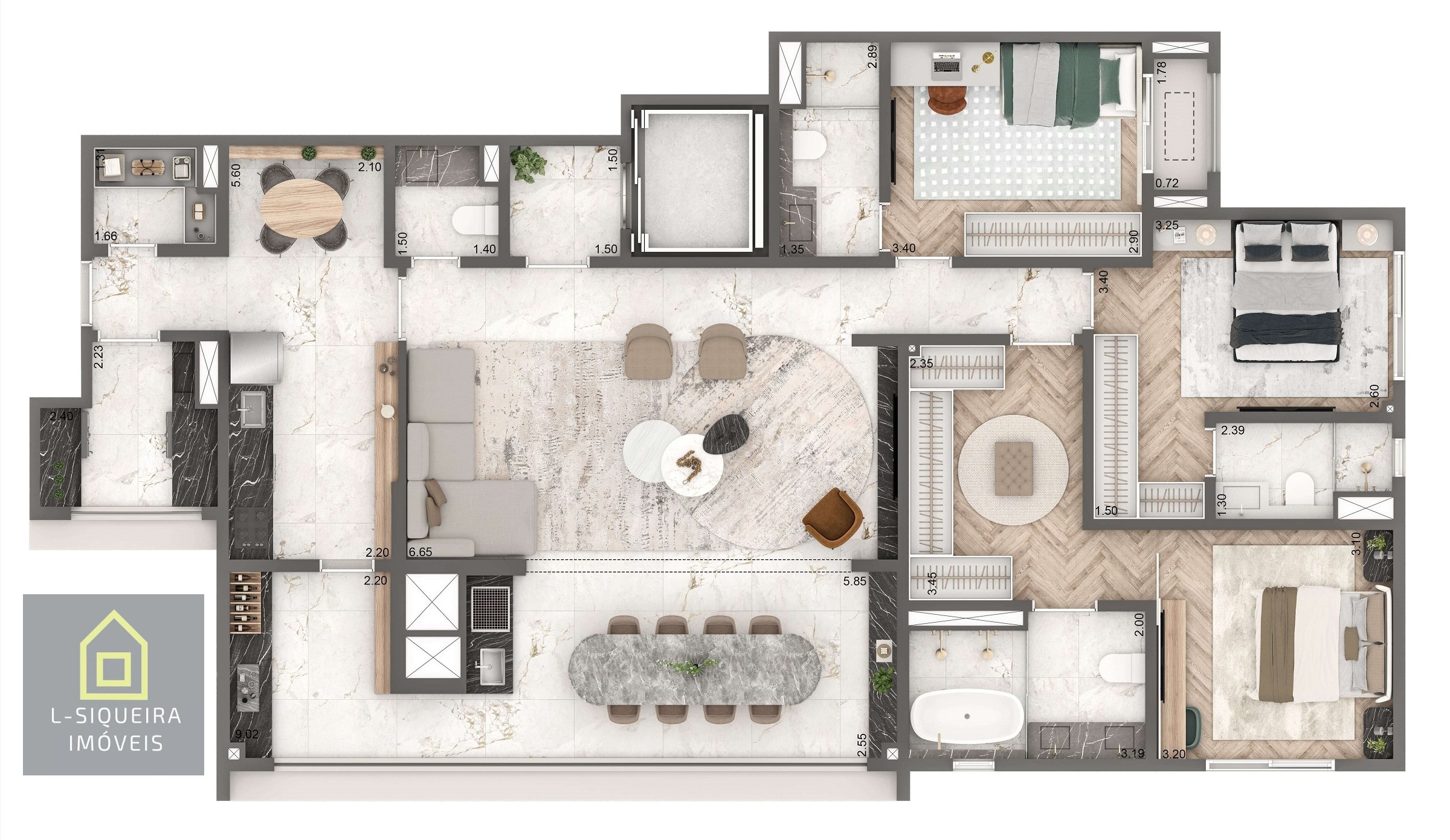 Planta 149m² - 3 Suítes - Padrão