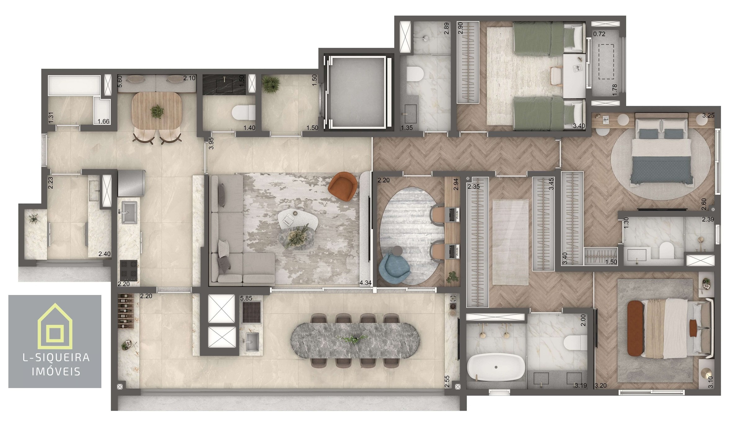 Planta 149m² - 4 dormitórios - Padrão
